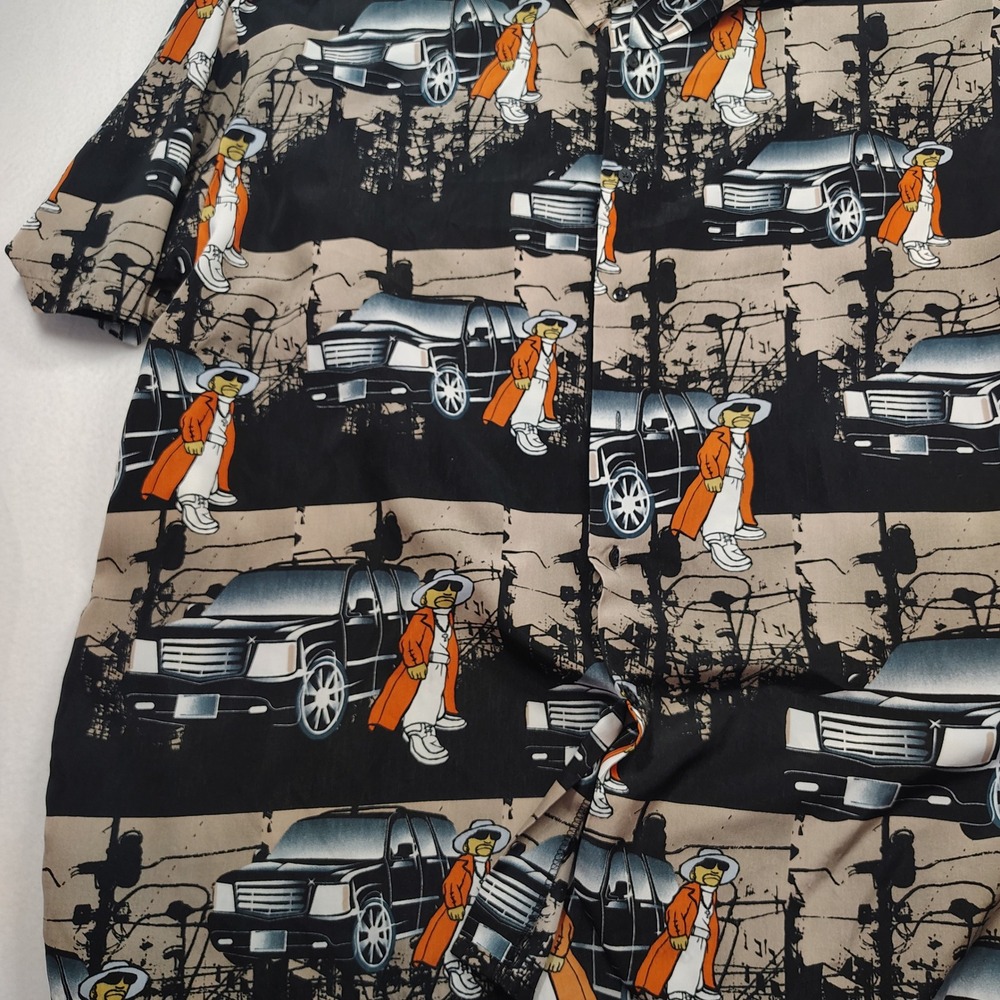 Vtg‎ Uprok Cadillac Shirt Men 3XL Black Orange Short Sleeve Button Up streetwear - Picture 8 of 10
